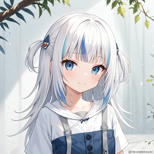 带蓝色挑染的银发女孩