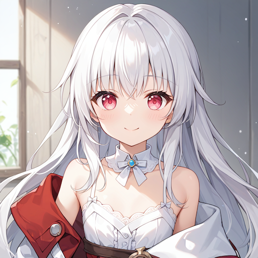 Silver-haired girl in a classic dress